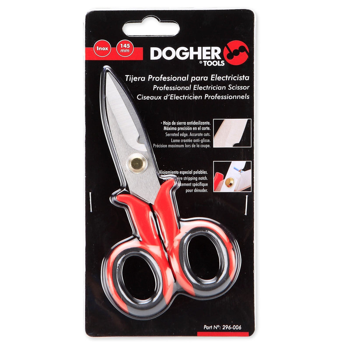Dogher 296-006 - Tijera Profesional para Electricista 145mm