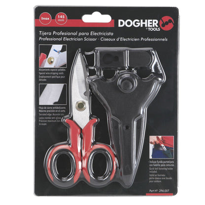 Dogher 296-007 - Tijera Profesional para Electricista + Funda 145mm