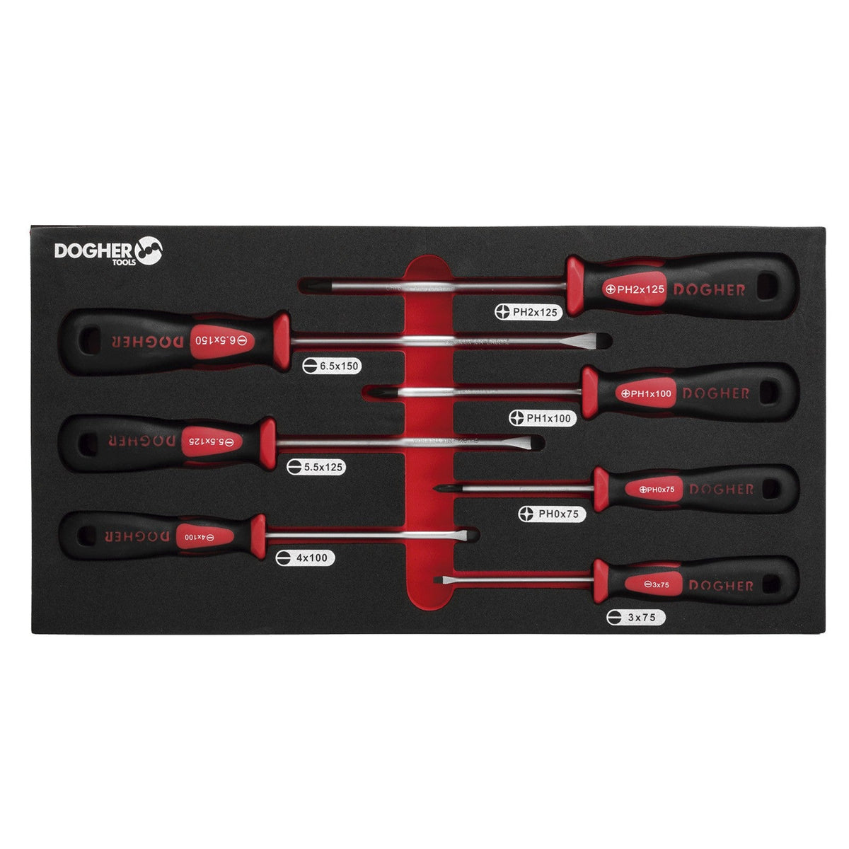 Dogher 330-082 - Bandeja Combinable 1/3 - 7 Destornillador Boca Plana & PH Profesional