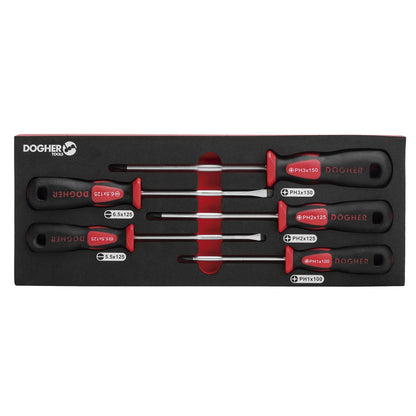 Dogher 330-085 - Bandeja Combinable 1/4 - 5 Destornillador Boca 3 Recta & 2 PH Profesional