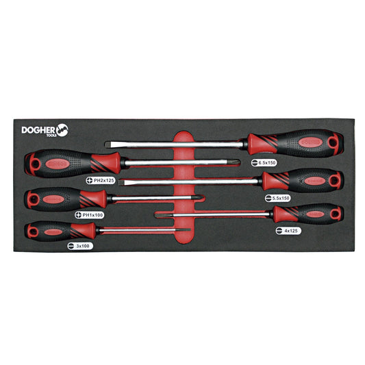 Dogher 351-081 - Bandeja Combinable 1/4 - 6 Destornillador Boca Recta & PZ Anti Slip