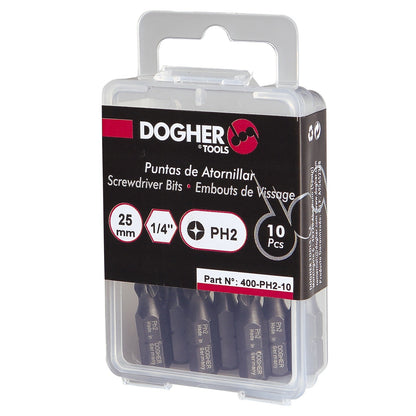 Dogher 400-001J - Expositor Mostrador Puntas de Atornillar 1/4" S2 25mm Phillips