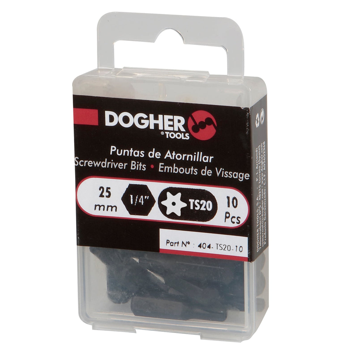 Dogher 404-TS27-10 - Caja 10 Puntas de Atornillar 1/4" S2 25mm Torx Seguridad Ts27