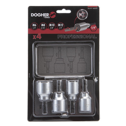 Dogher 440-010 - Juego 4 Vasos 1/4" Varillas M12-10-8-6
