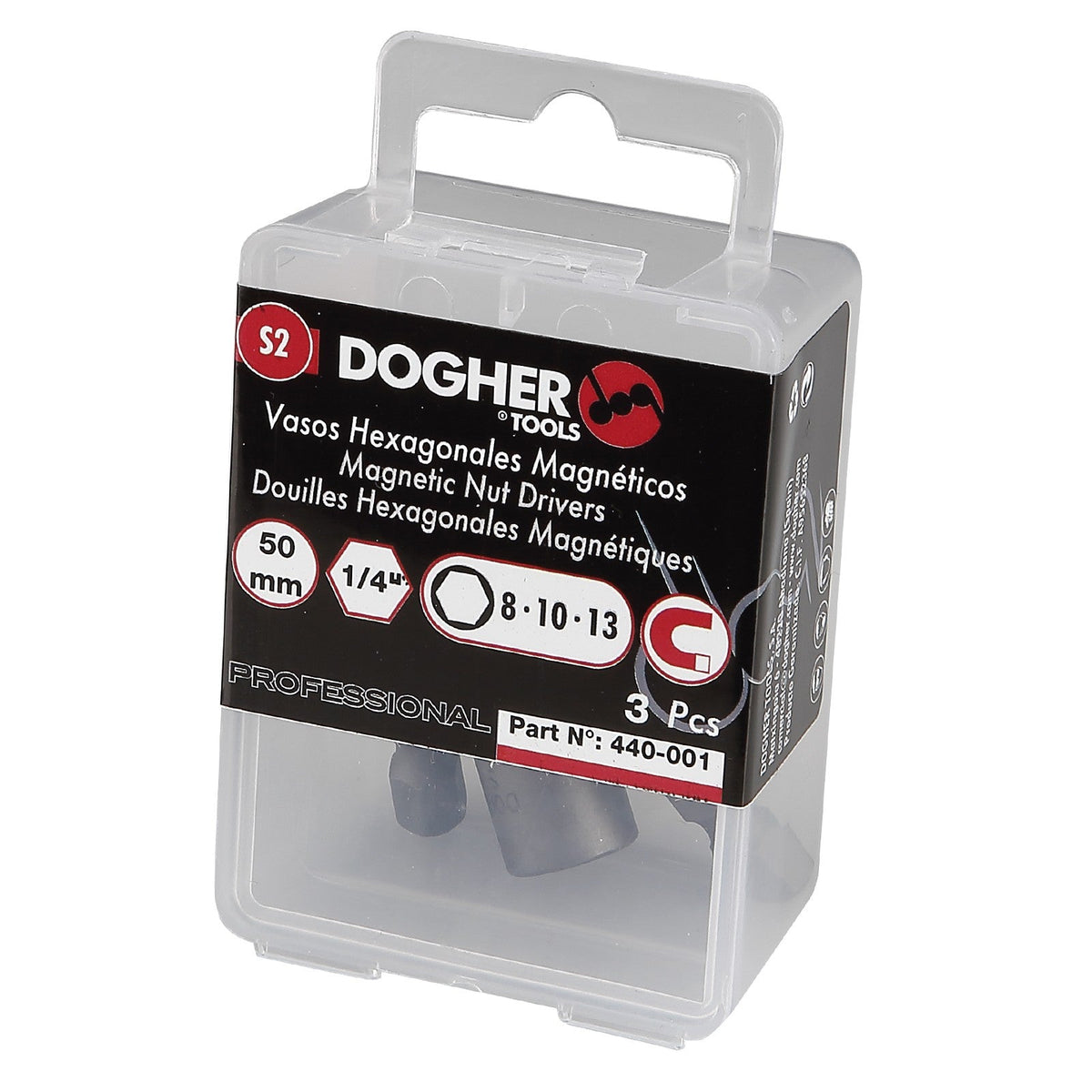 Dogher 440-110 - Caja 2 Vaso Atornillar 1/4" Hexagonal 50mm Magnético 11mm