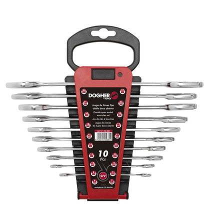 Dogher 450-020 - Juego 10 Llaves Doble Boca Abierta Soporte Plástico