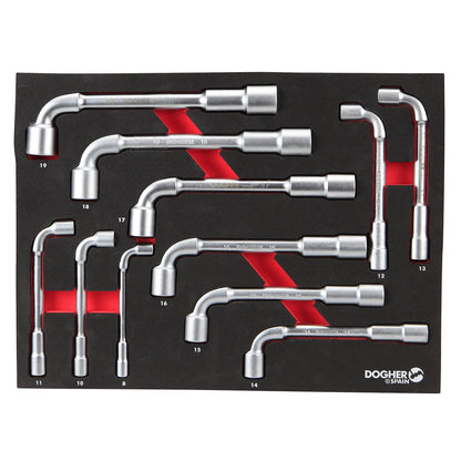 Dogher 462-080 - Bandeja Combinable 11 Llaves de Pipa 8 mm-19 mm 1/2