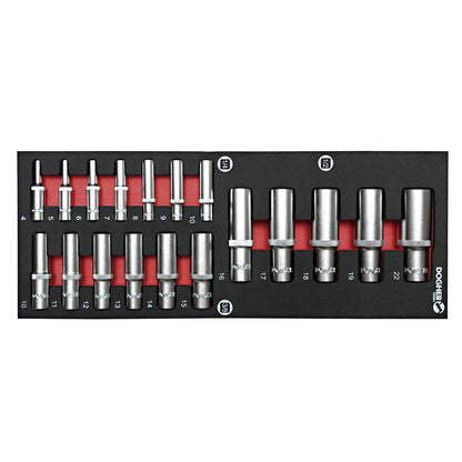 Dogher 502-080 - Bandeja Combinable 1/4 - 18 Vasos Hexagonales 1/4" - 3/8" - 1/2" - S/Larga