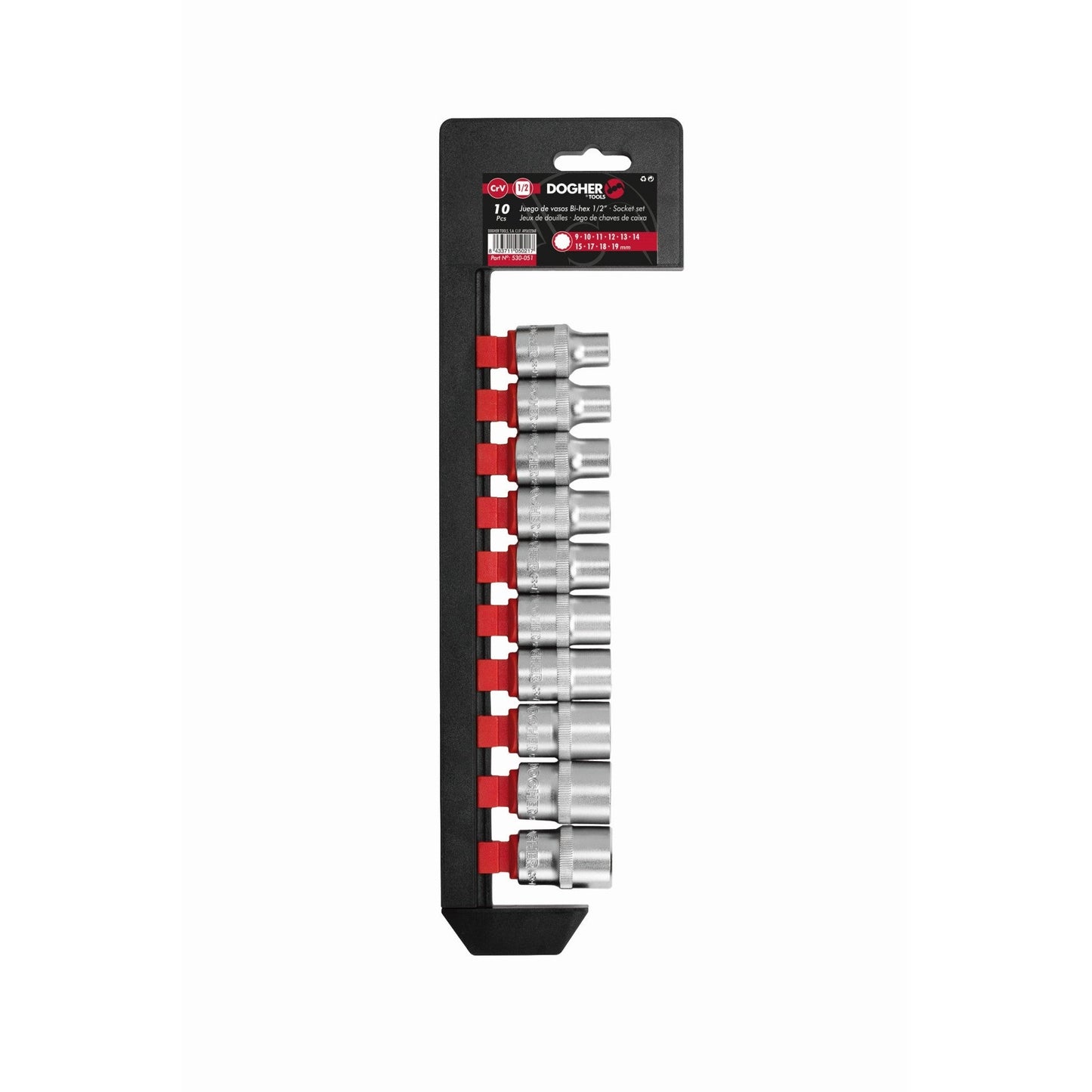 Dogher 530-051 - Set of 10 Bi-Hexagonal Sockets 1/2