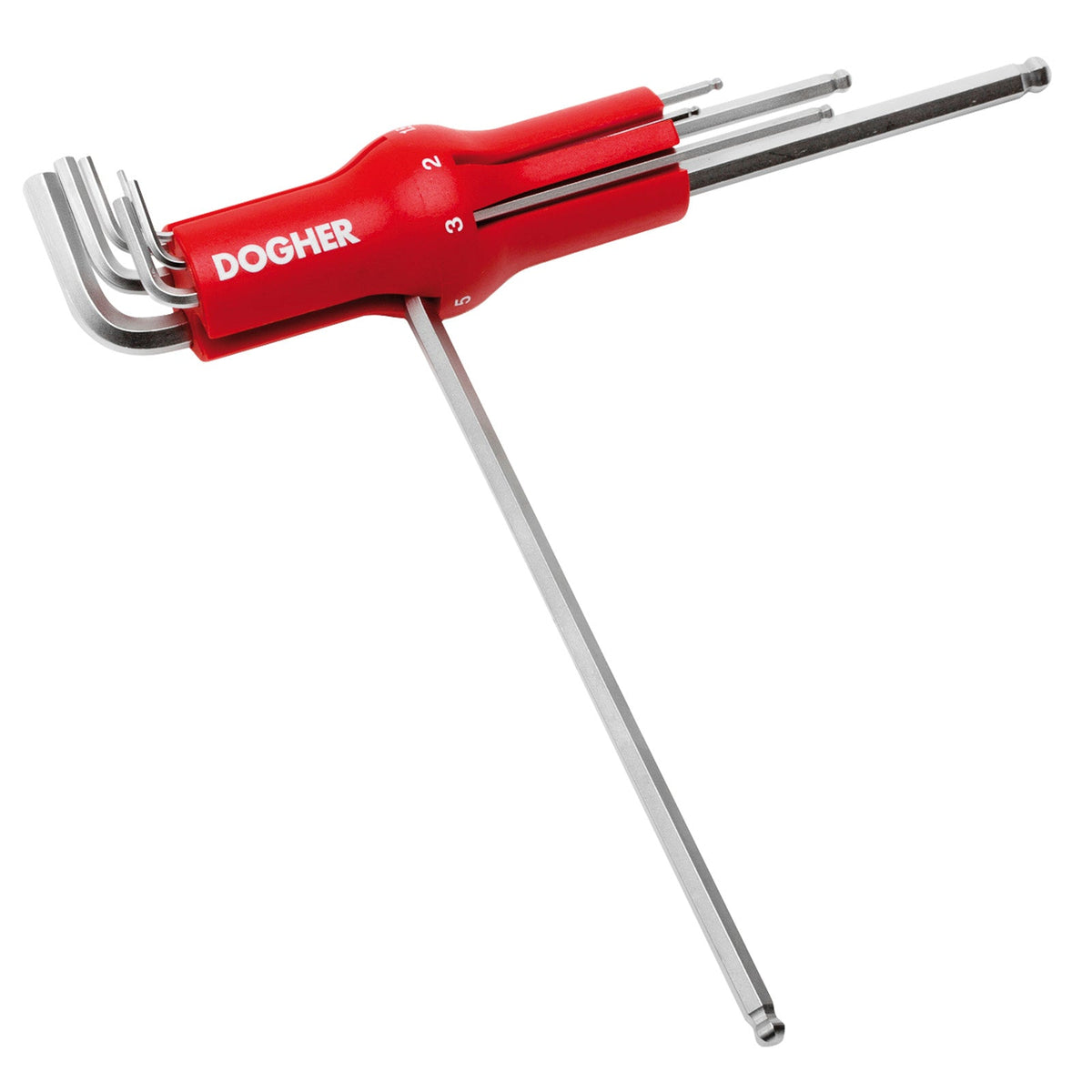 Dogher 605-037 - Juego 7 Llaves Macho Hexagonal Redonda CrV Canutillo en T 1,5-6mm