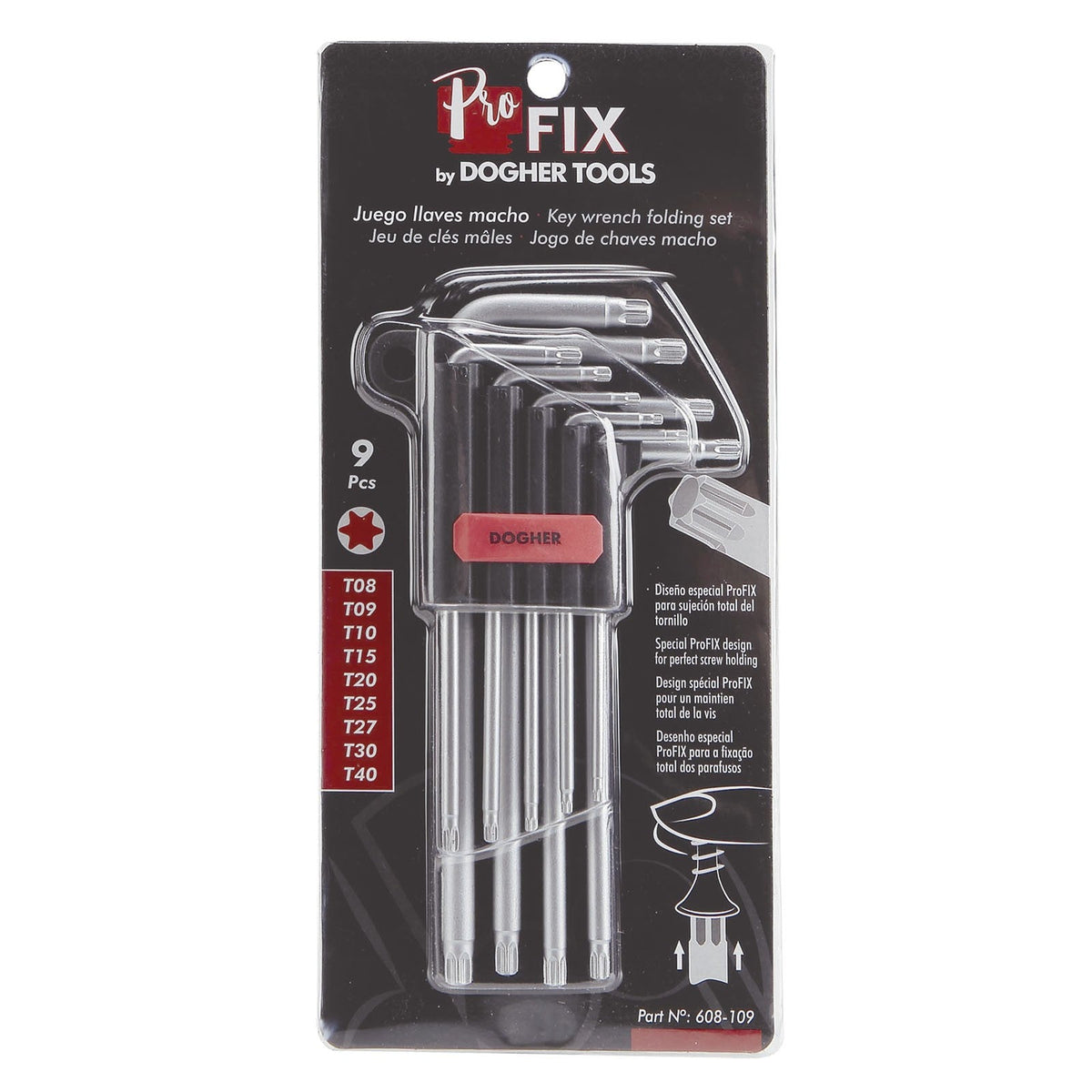 Dogher 608-109 - Juego L/Macho Torx 9Pzas T8-T40 Profix