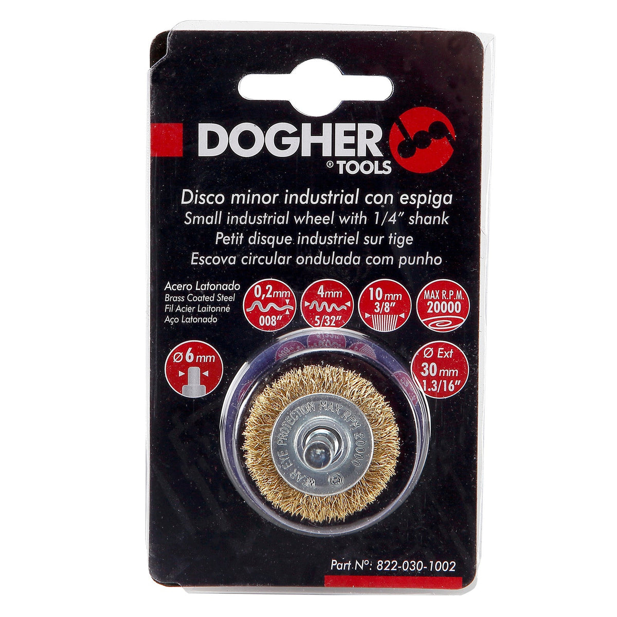 Dogher 822-060-1503 - Disco Minor Industrial Alambre Ondulado 0,30 mm Acero Latonado Espiga 6 mm 60x15x0,3 mm