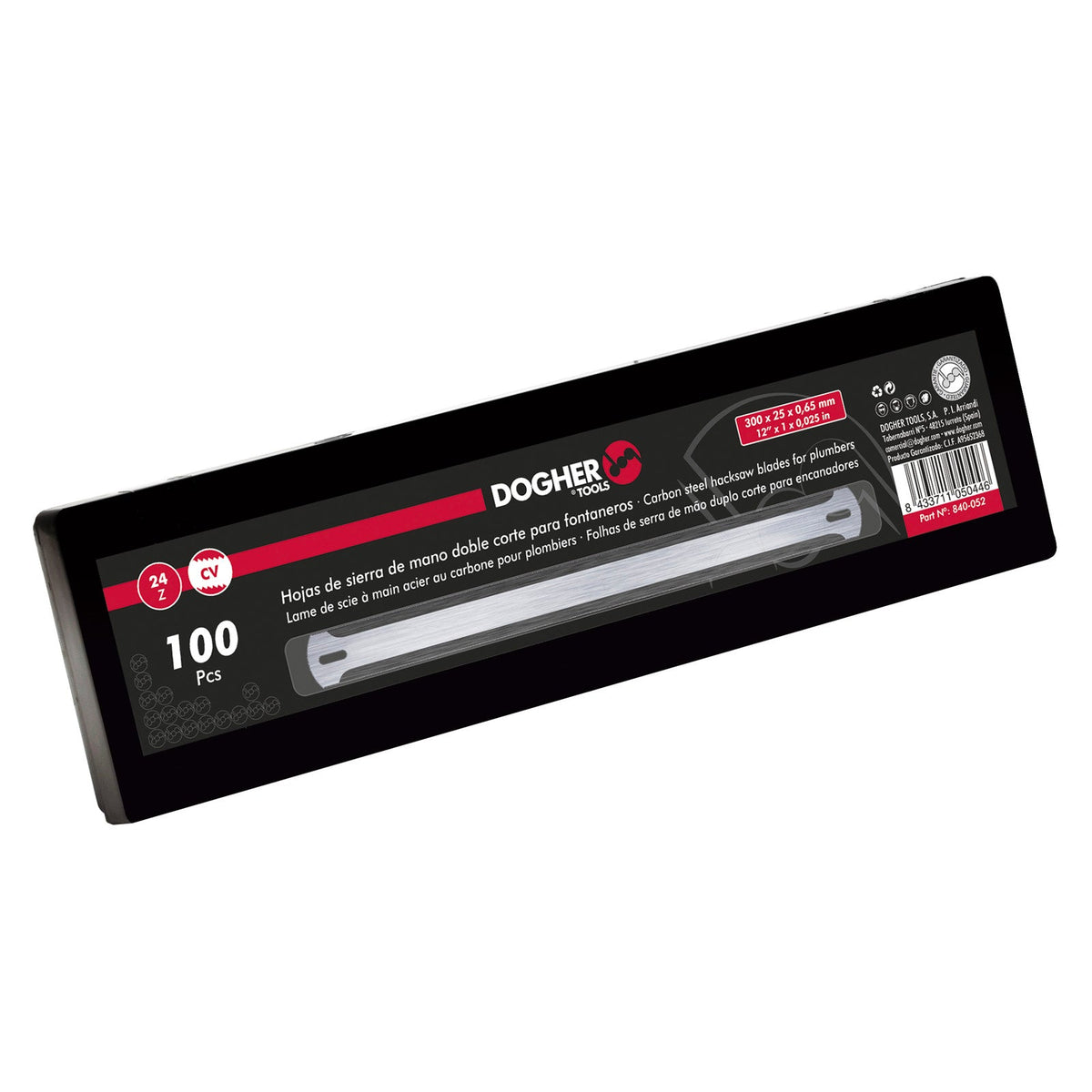 Dogher 840-058 - Pack 100 Hoja Sierra de Fontanero Doble Filo 24-8 Dientes 300x25