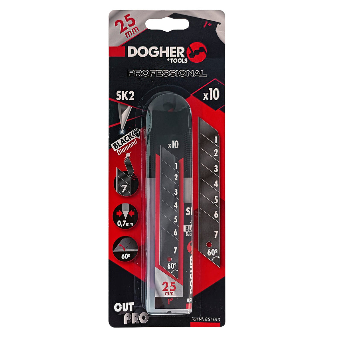 Dogher 851-013 - Blister 10 Cuchillas Black Sk2 125X25Mm