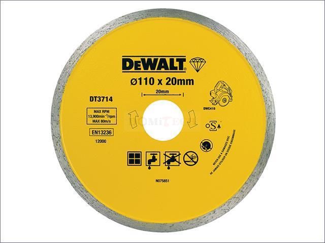 DeWalt DT3714-QZ - Disco de diamante para corte en seco y en húmedo de azulejo de cerámica, 110 x 20 mm
