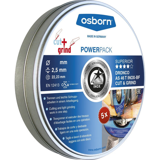 Dronco AS46TINOXCG-115PACK - Can of 5 metal cutting discs 115 x 2.5 mm AS 46 T INOX CUT+GRIND Special