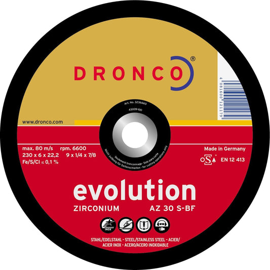 Dronco AZ30S - 150 - Disco de desbaste AZ 30 S Evolution - metal 150 x 6 mm (Lote de 10 uds) - Ferrotecnia