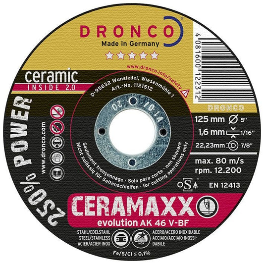 Dronco Disco de corte ultra rápido AK 46 V Evolution CERAMAXX (Lote de 25 uds) - Ferrotecnia
