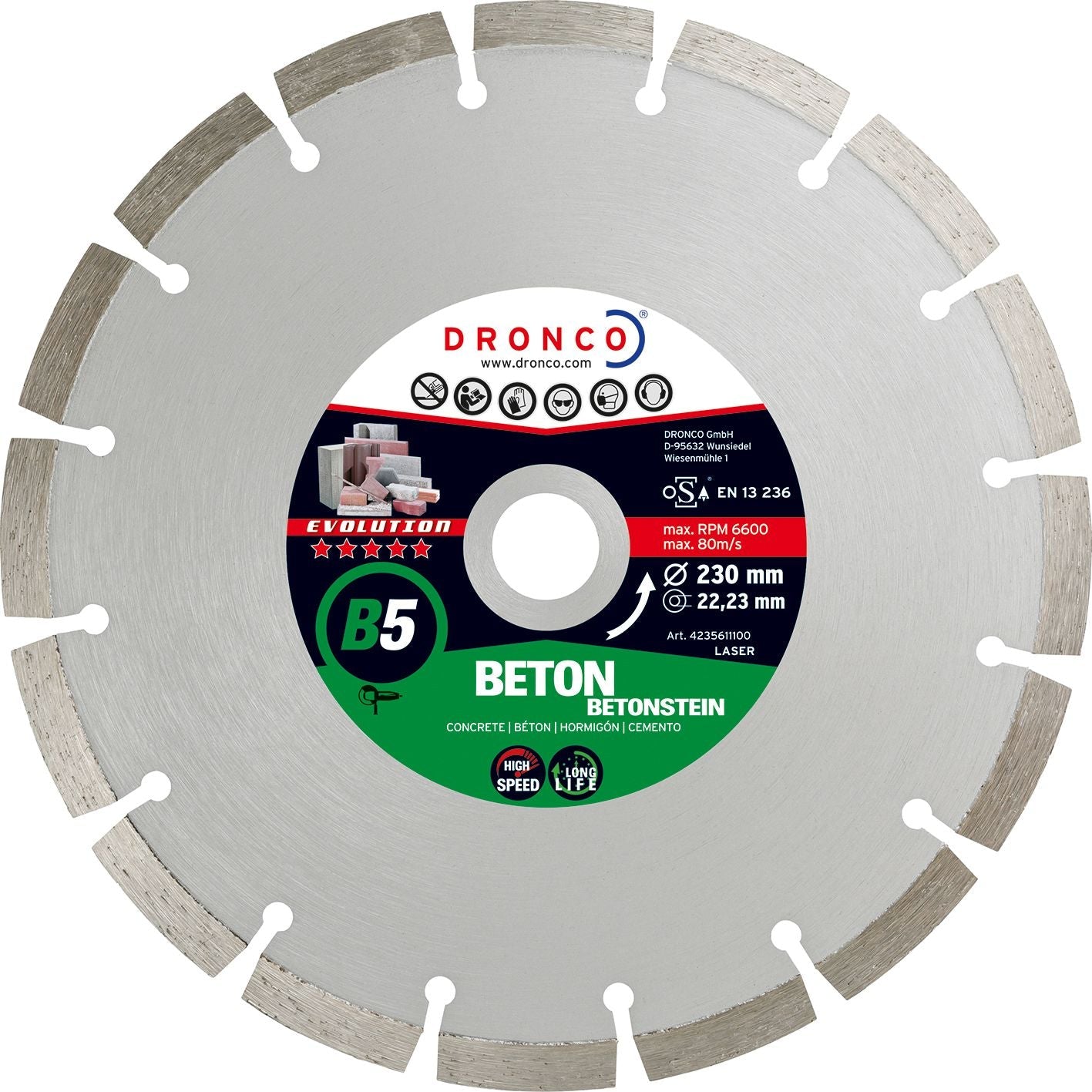 Dronco Disco de diamante Evolution B5 - Hormigón (Antes ECF) - Ferrotecnia