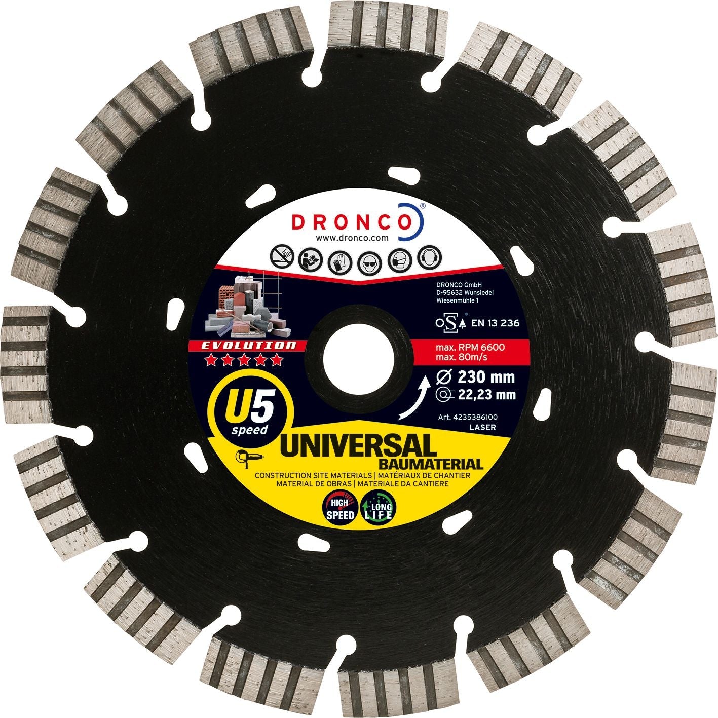 Dronco Disco de diamante Evolution U5 Speed - Universal obra - Ferrotecnia