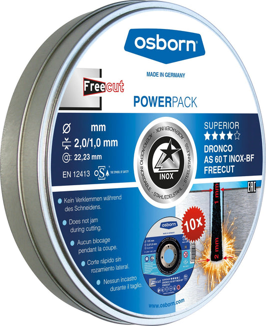 Dronco Pack de 10 discos de corte en caja metálica AS 60 T INOX FreeCut Special - Ferrotecnia