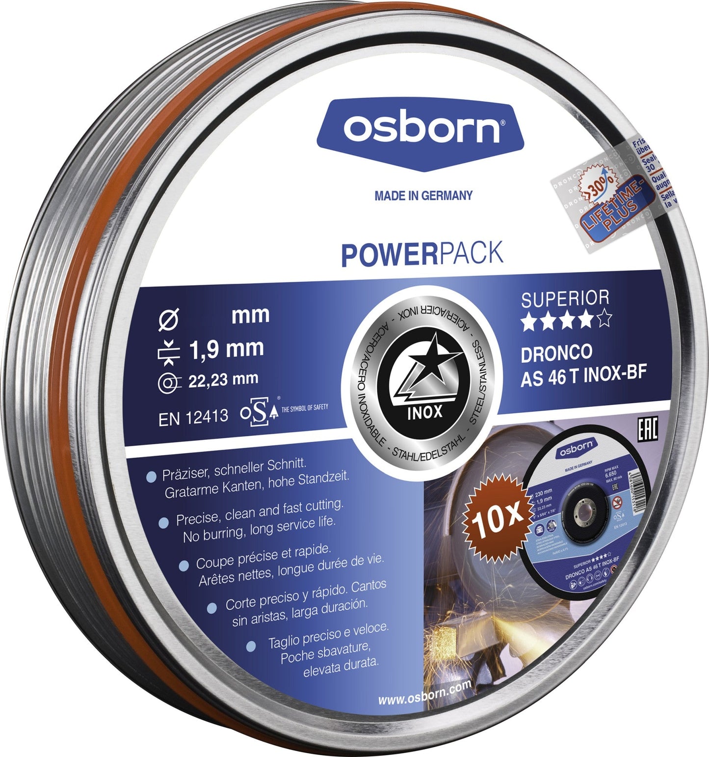 Dronco Pack de discos de corte AS 46 T INOX Special Express LIFETIME PLUS - Ferrotecnia