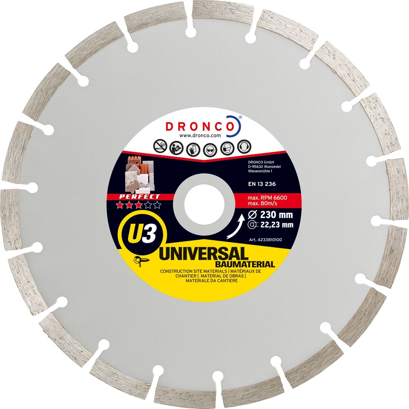 Dronco U3-230 - Disco de diamante Perfect U3 Universal obra (Antes ST) Ø 230 mm