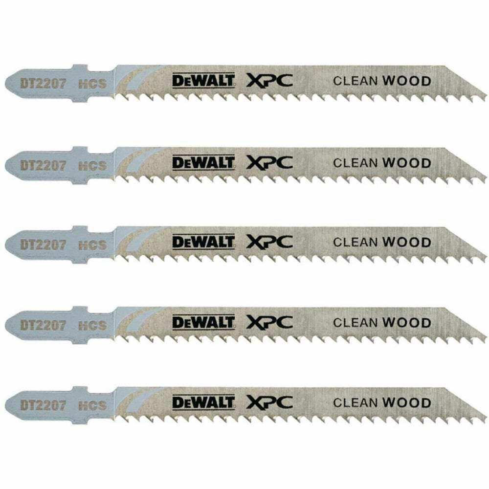 DeWalt DT2207-QZ - Hoja de sierra de calar XPC, longitud: 100mm, paso de diente: 2.5mm, para cortes limpios y sin astillas de laminados y madera hasta 40mm de espesor, Arándano