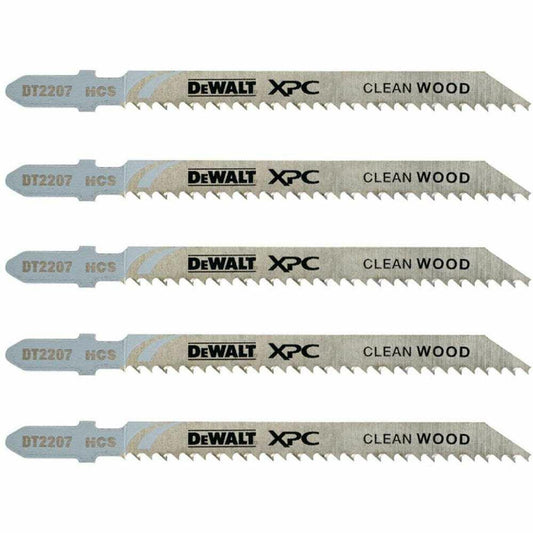 DeWalt DT2207-QZ - Hoja de sierra de calar XPC, longitud: 100mm, paso de diente: 2.5mm, para cortes limpios y sin astillas de laminados y madera hasta 40mm de espesor, Arándano