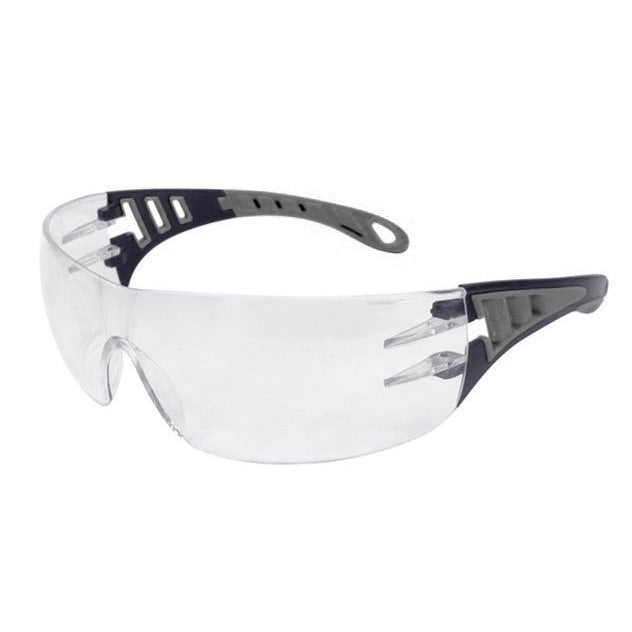 Eagle EVOTGR - Gafas de seguridad transparentes con patillas grises EVO