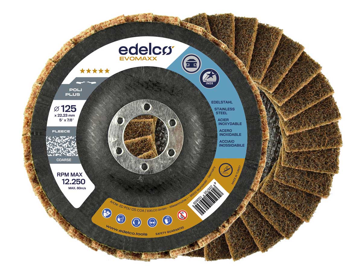 Edelco Disco abrasivo de láminas de fibra sin tejer con grano basto Poli Plus 1 EvoMaxx - Ferrotecnia