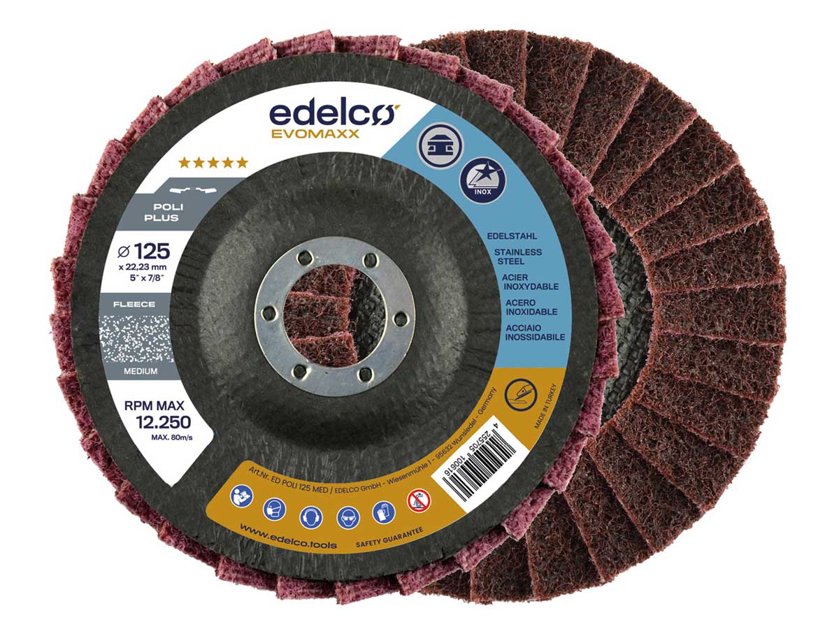 Edelco Disco abrasivo de láminas de fibra sin tejer con grano medio Poli Plus 2 EvoMaxx - Ferrotecnia