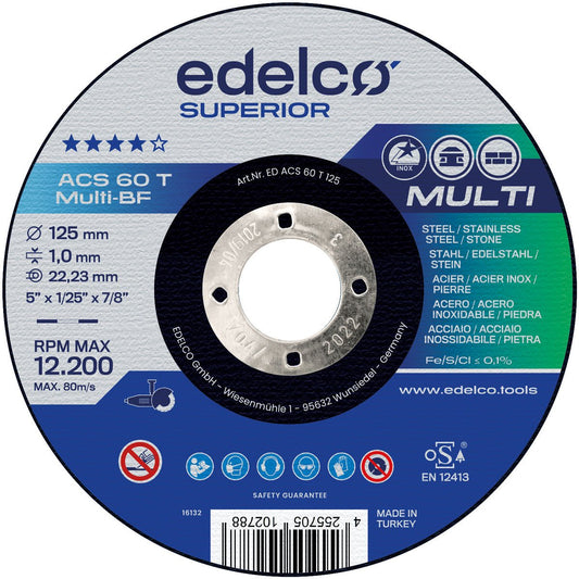 Edelco Disco de corte metal para máquina portátil ACS 60 T / ACS 46 T MULTI Superior (Lote de 25 uds) - Ferrotecnia