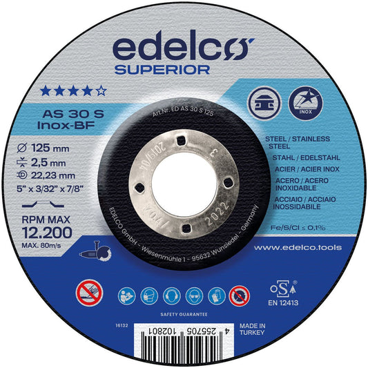 Edelco Disco de corte metal para máquina portátil AS 30 S INOX Superior (Lote de 25 uds) - Ferrotecnia