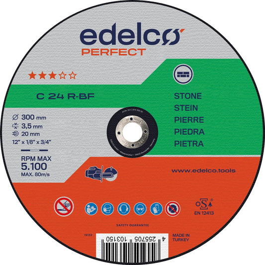 Edelco Disco de corte piedra para máquina portátil C 24 R Perfect (Lote de 25 uds) - Ferrotecnia
