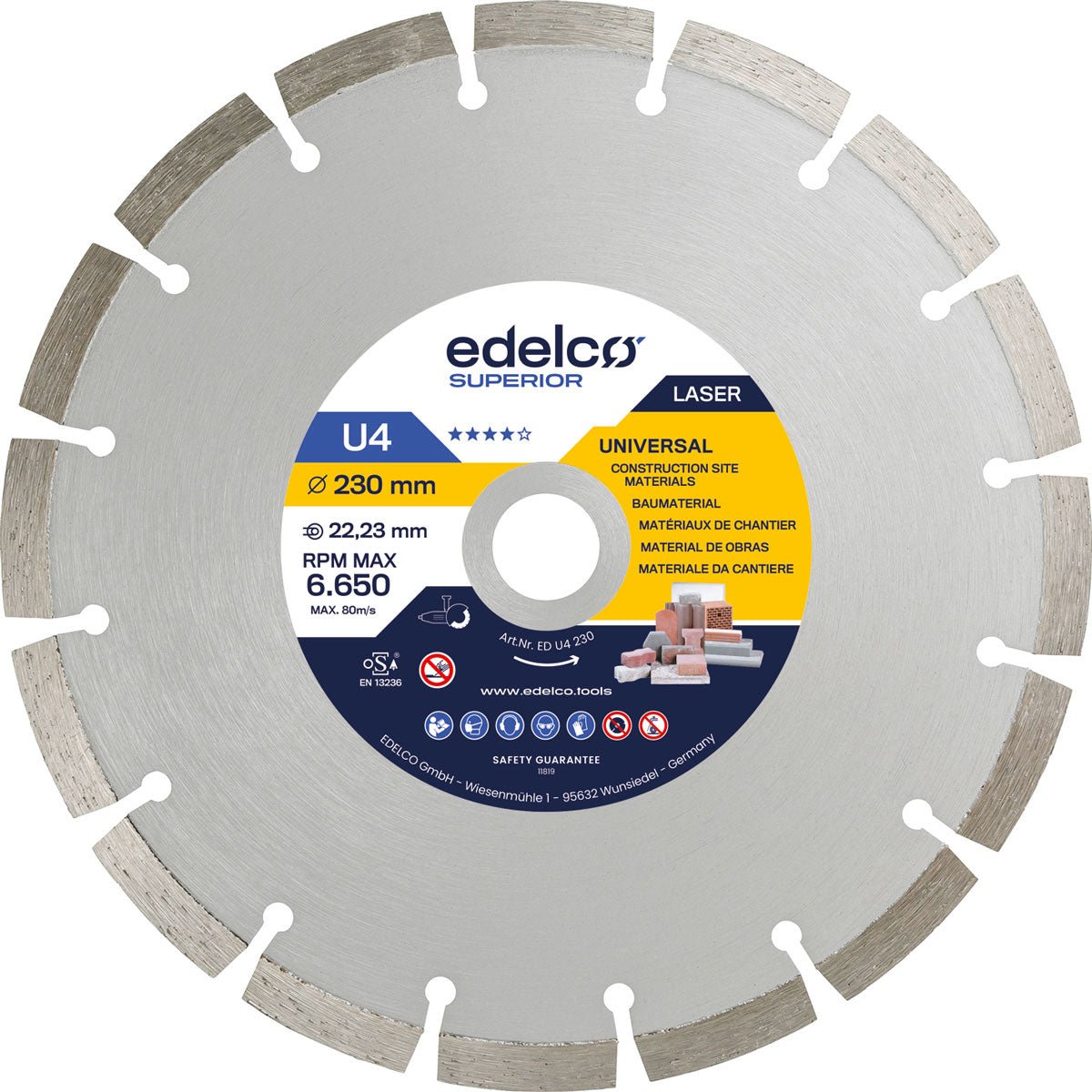 Edelco Disco de diamante universal de obra U4 Superior - Ferrotecnia