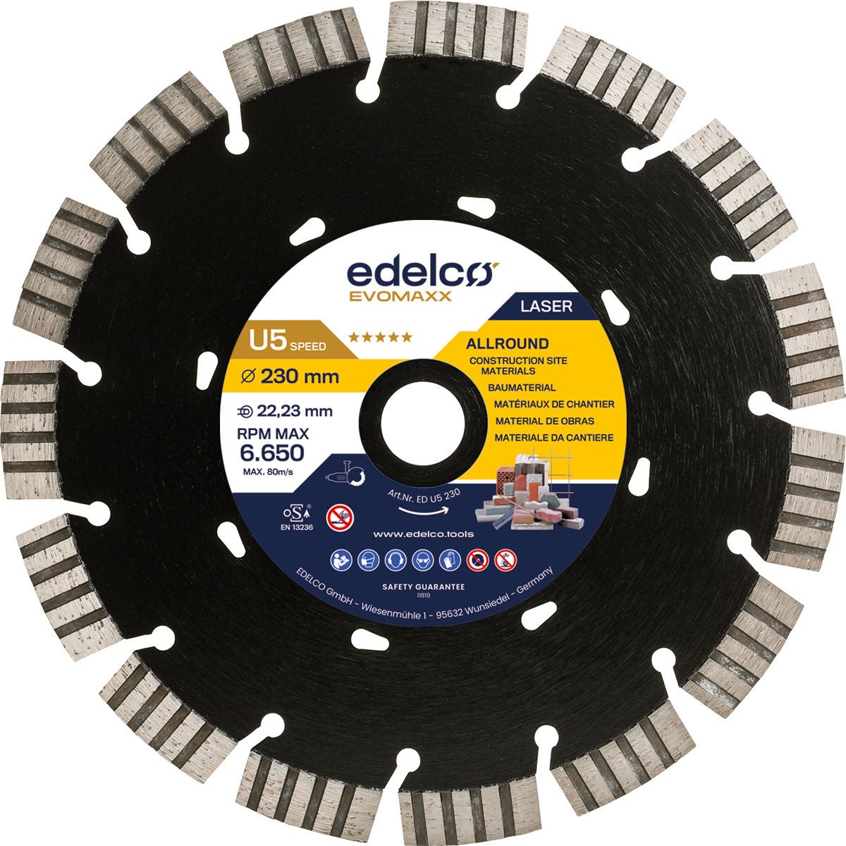 Edelco Disco de diamante universal de obra U5 Speed EvoMaxx - Ferrotecnia