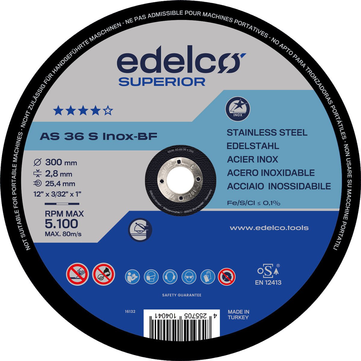 Edelco Discos de corte metal para tronzadora estacionarias (Chop Saws) AS 36 S Superior (Lote de 25 uds) - Ferrotecnia