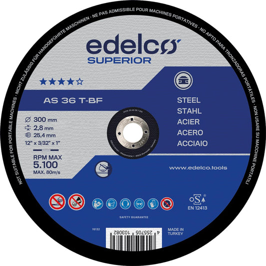 Edelco Discos de corte metal para tronzadora estacionarias (Chop Saws) AS 36 T Superior (Lote de 25 uds) - Ferrotecnia
