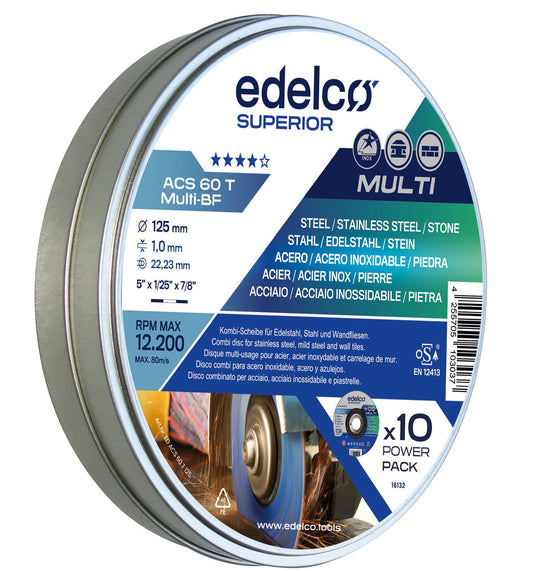 Edelco Lata Power - Pack con 10 discos de corte metal ACS 60 T MULTI Superior - Ferrotecnia