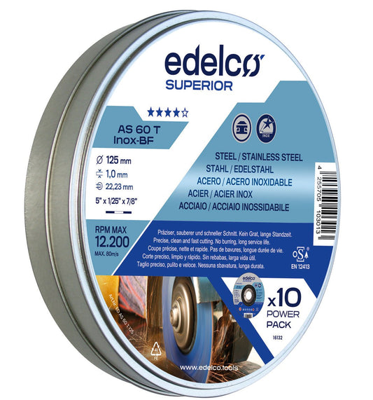 Edelco Lata Power - Pack con 10 discos de corte metal AS 60 T INOX Superior - Ferrotecnia