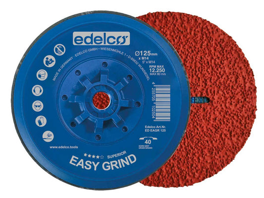 Edelco Plato de desbaste con potente abrasivo para amoladoras angulares con rosca M14 Easygrind - Ferrotecnia
