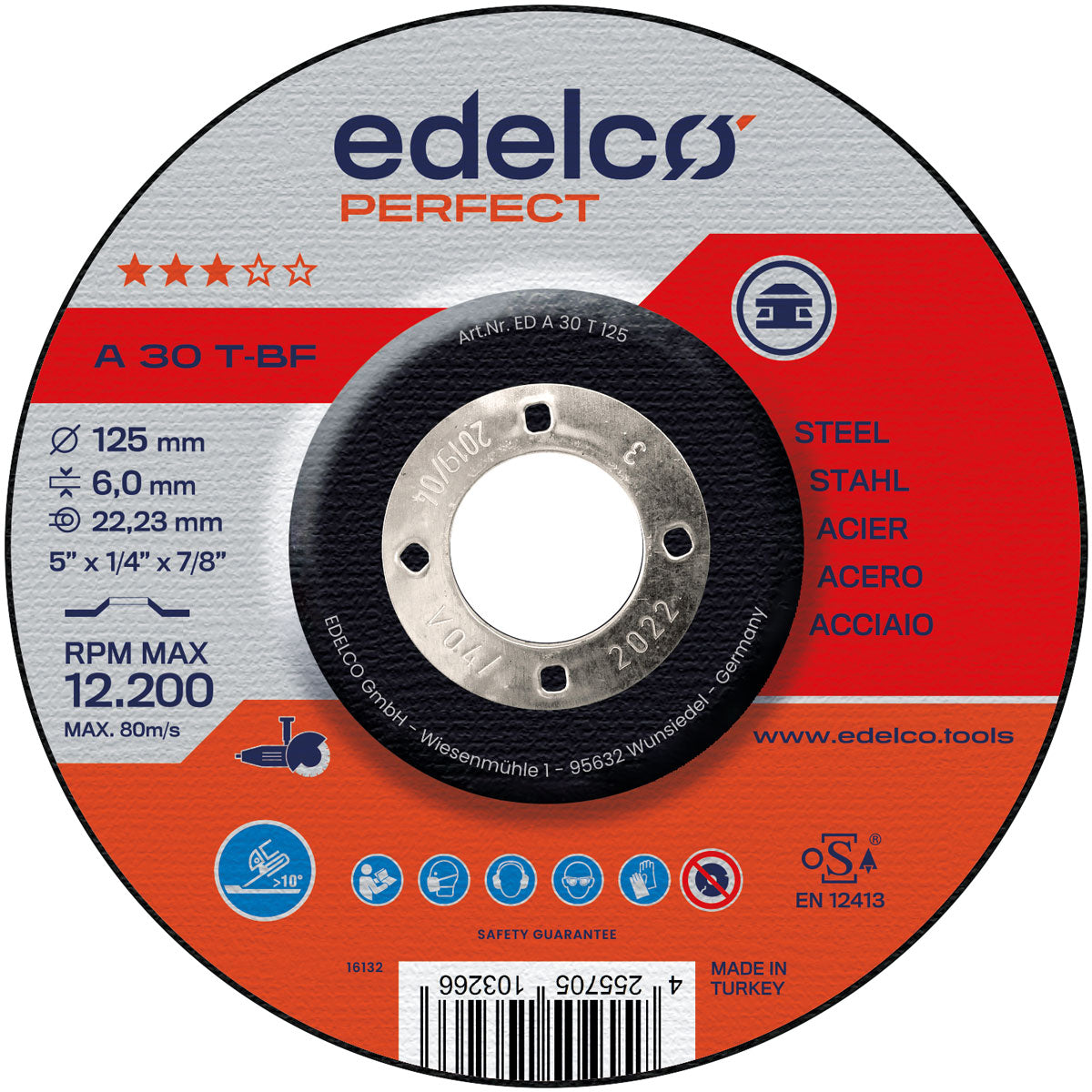 Edelco Disco de desbaste para máquina portátil A 30 T Perfect (Lote de 10 uds)