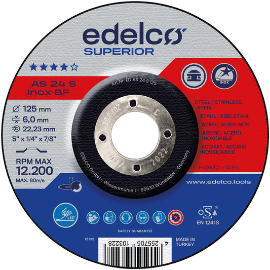 Edelco Disco de desbaste para máquina portátil AS 24 S INOX Superior (Lote de 10 uds)