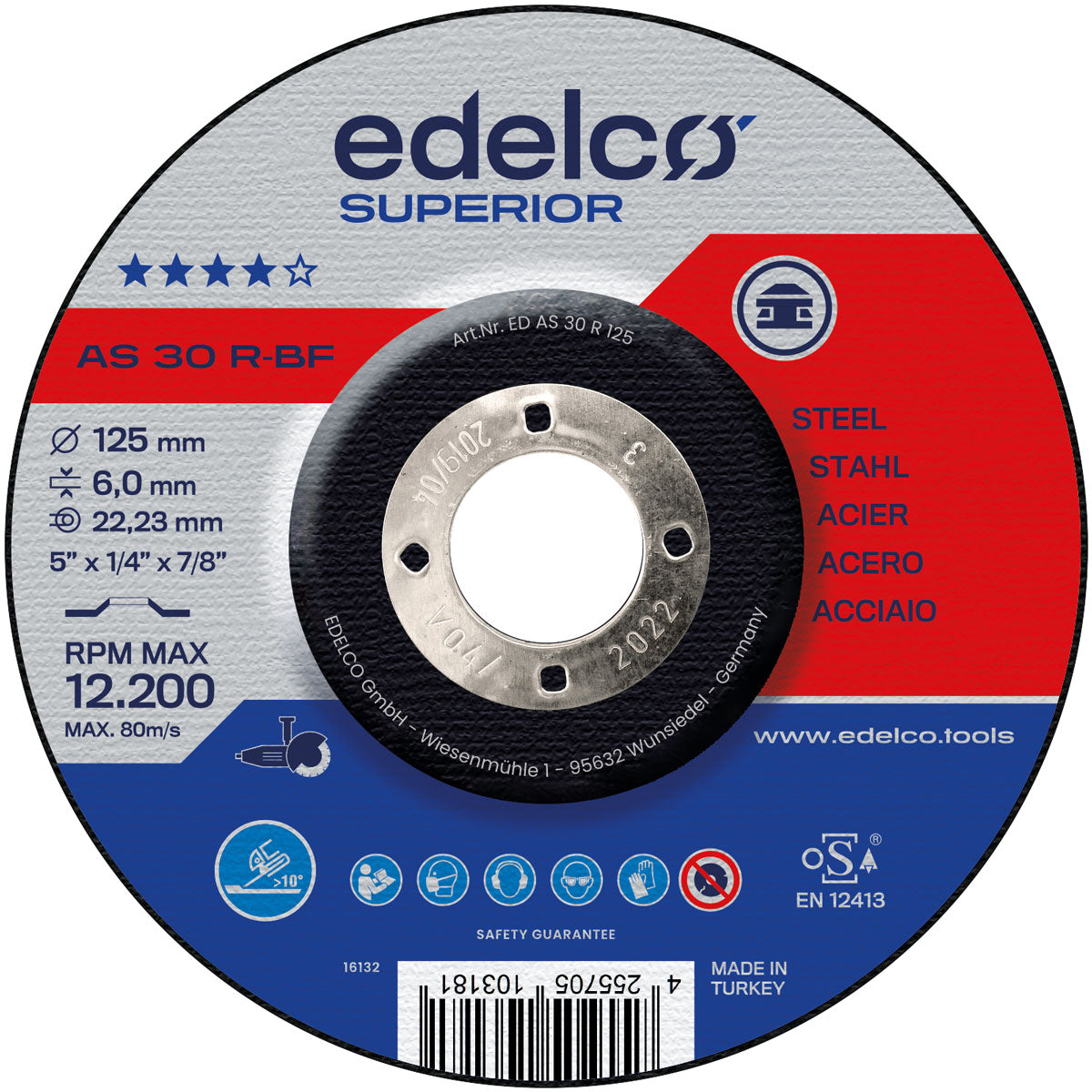 Edelco Disco de desbaste para máquina portátil AS 30 R Superior (Lote de 10 uds)