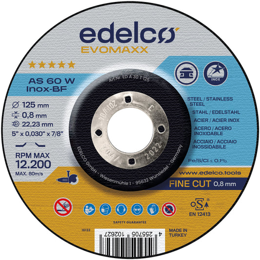 Edelco Disco de corte metal para máquina portátil AS 60 W INOX EvoMaxx (Lote de 25 uds)