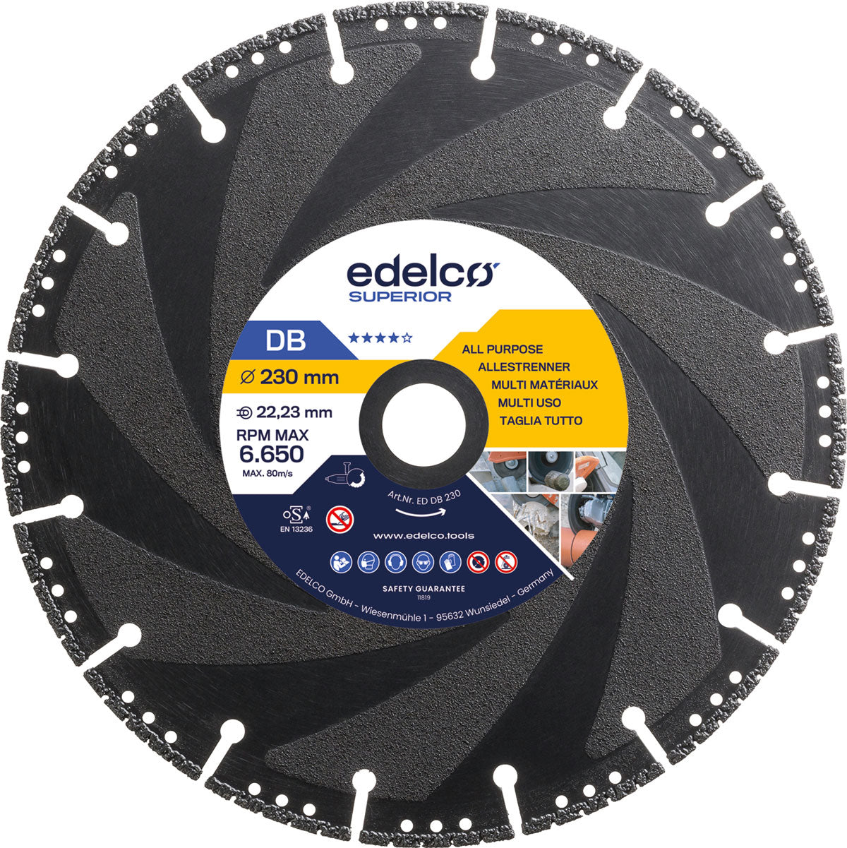 Edelco Disco de diamante universal de corte super rápido DB Superior