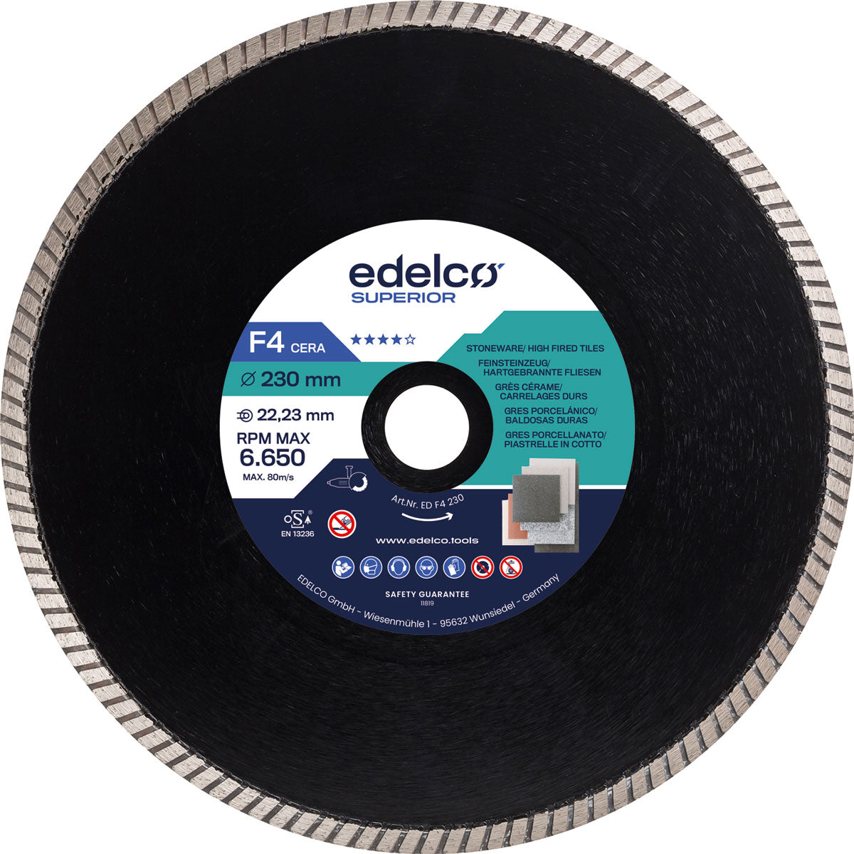 Edelco Disco de diamante para gres F4 Cera Superior