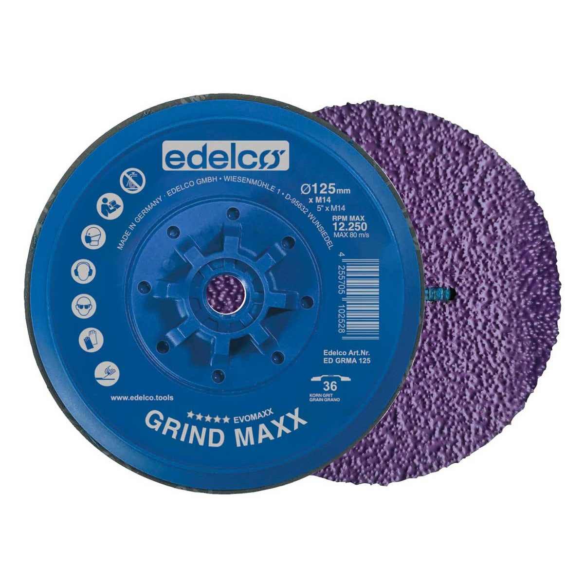 Edelco Grinding pad with high-performance abrasive for angle grinders with M14 thread Grind Maxx
