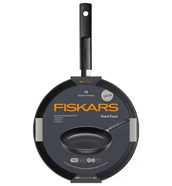 Fiskars Sartén, Hard Face, Diámetro 30 cm, Apta para todas las Cocinas, Revestimiento Antiadherente, Resistente a los Arañazos, Aluminio/Plástico, Negro, 1075521